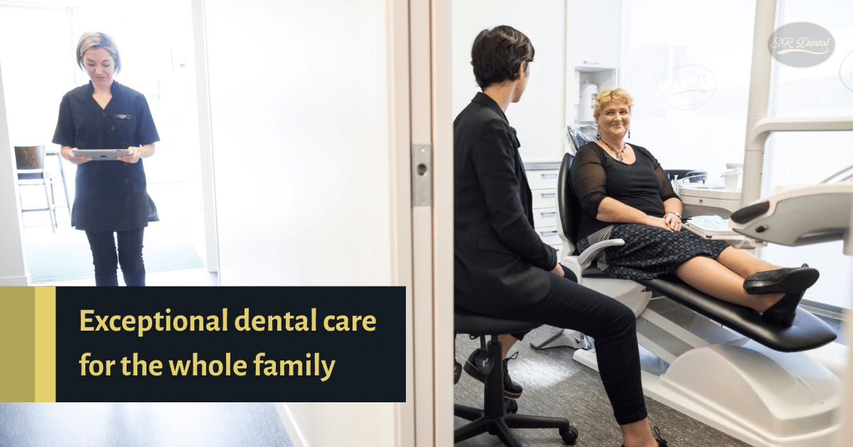 ER Dental clinic interior: dental professional and patient in consultation.