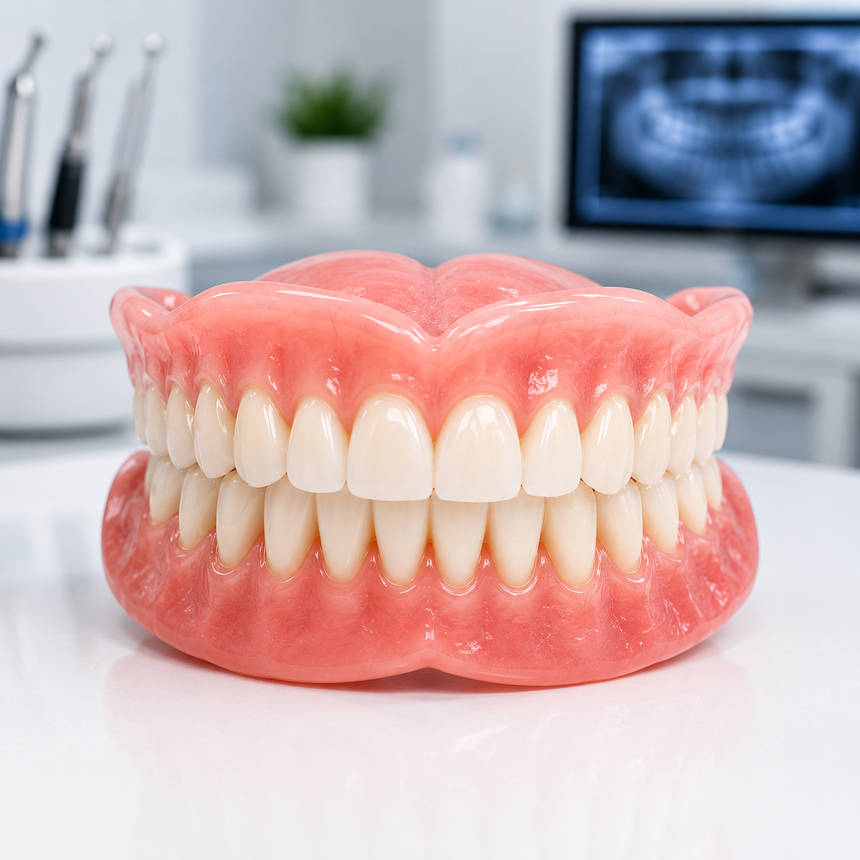 Dental dentures in clinic setting