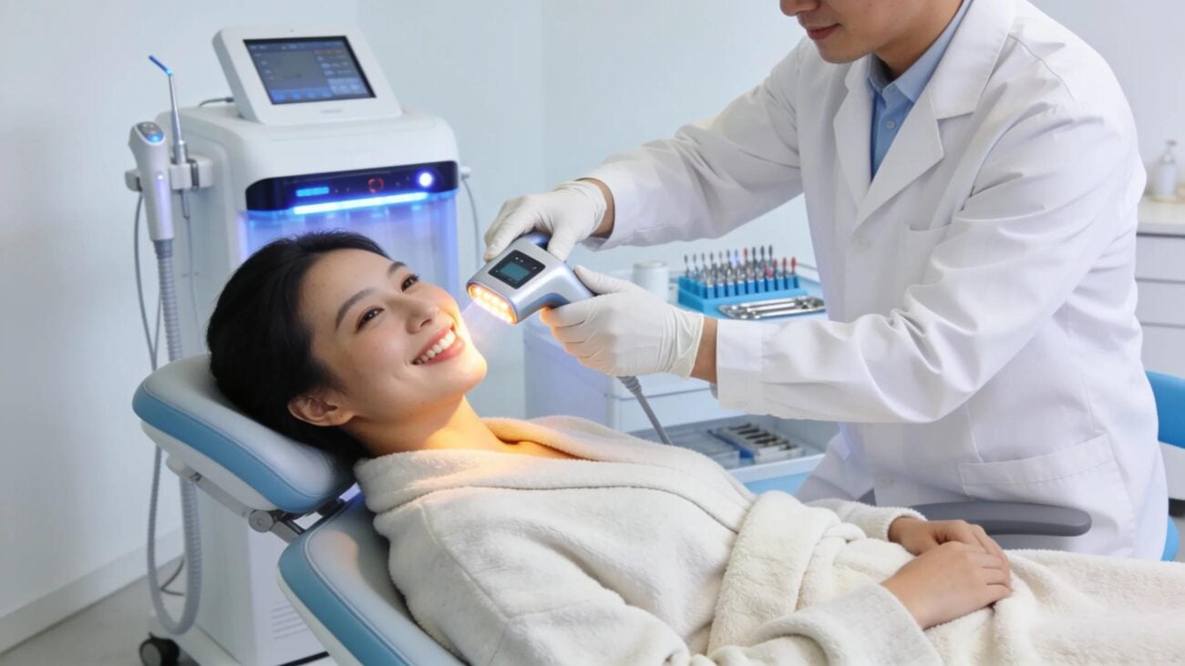 Dentist providing advanced dental care using modern techniques in a professional setting